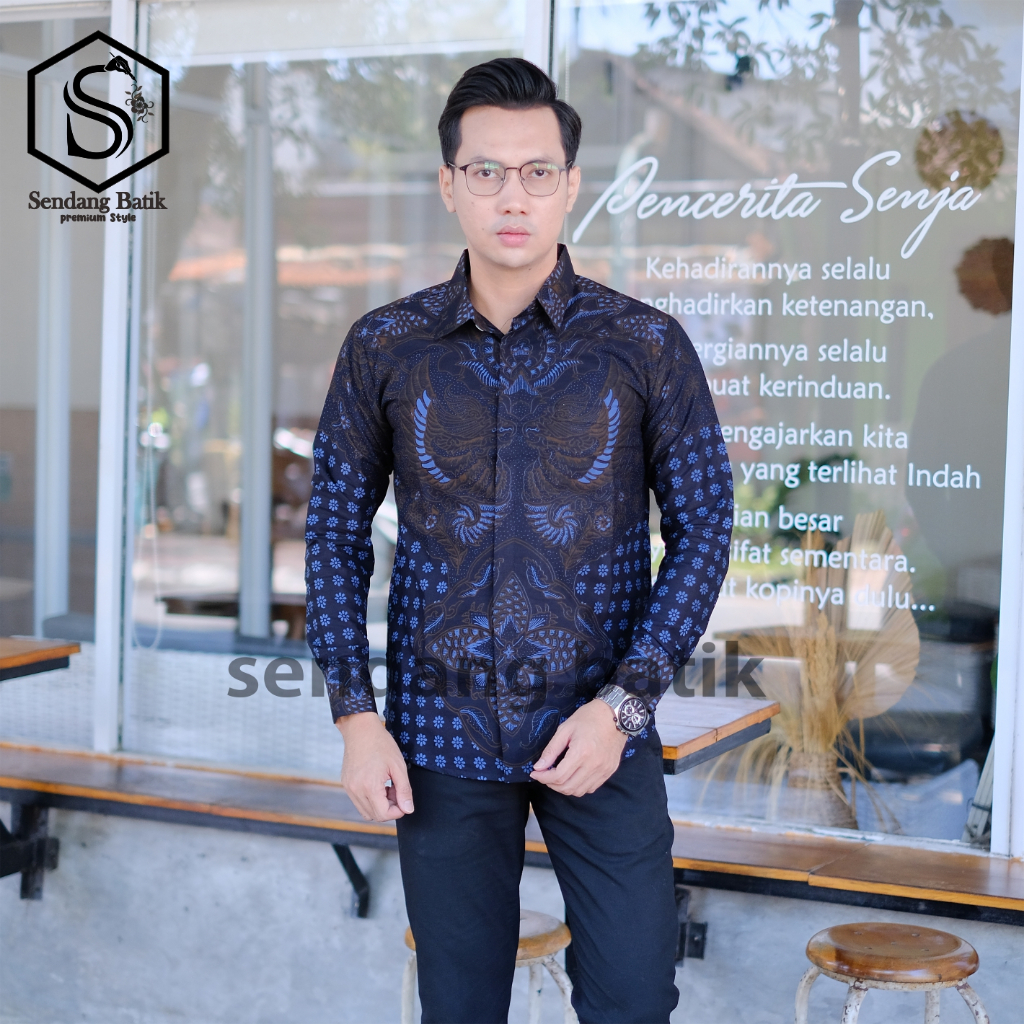 SENDANG BATIK Atasan kemeja hem baju batik pria laki-laki slimfit full lapis furing erro lengan panj