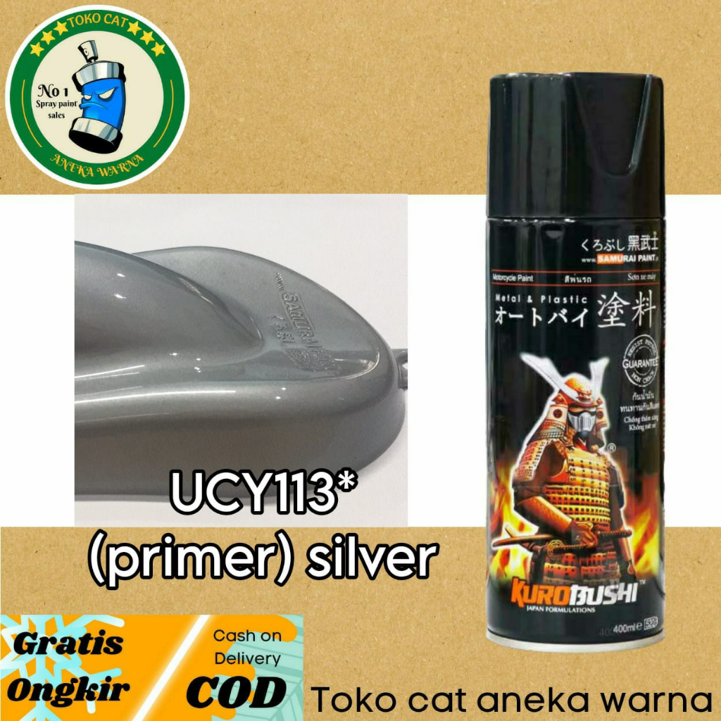 SAMURAI PAINT UC Y113* SILVER ( PRIMER ) 400ML CAT SEMPROT SPRAY PAINT PILOX PILOK