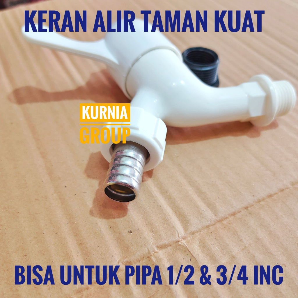 Kran Air Taman ALIR 1/2 Inc Dan 3/4 inch Plastik ABS Tahan Keropos Keran Tembok Ledeng Sambung Selang Air Model Engkol Topi Bahan Berkualitas