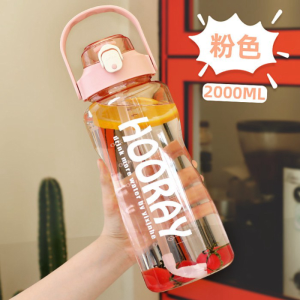 Straw Berkualitas Bottle Jumbo - Promo liter Botol Hooray 2 Minum PINK Besar Sports