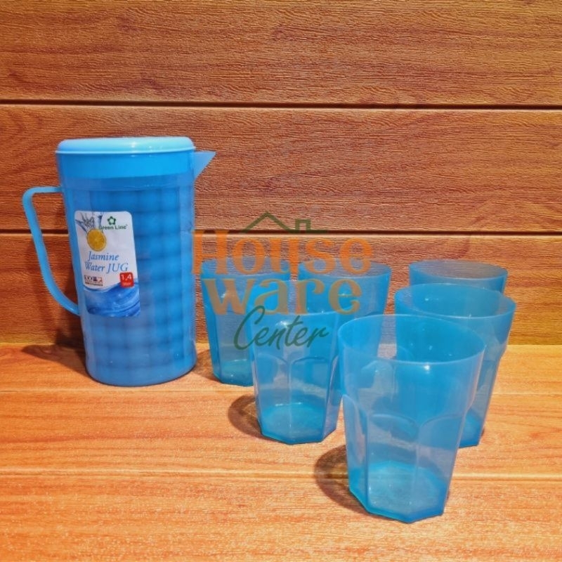 Eskan Jasmine Set 6 Gelas 1,4 Liter / Teko Set Gelas / Eskan Plastik Murah / Teko Set Warna / Eskan Warna Set Gelas / Teko Set 6 Gelas