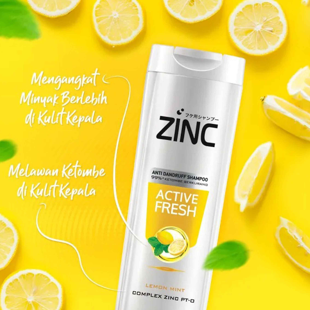 Shampo Zinc / Sampo Botol / Active Fresh / Lemon Mint /170ml