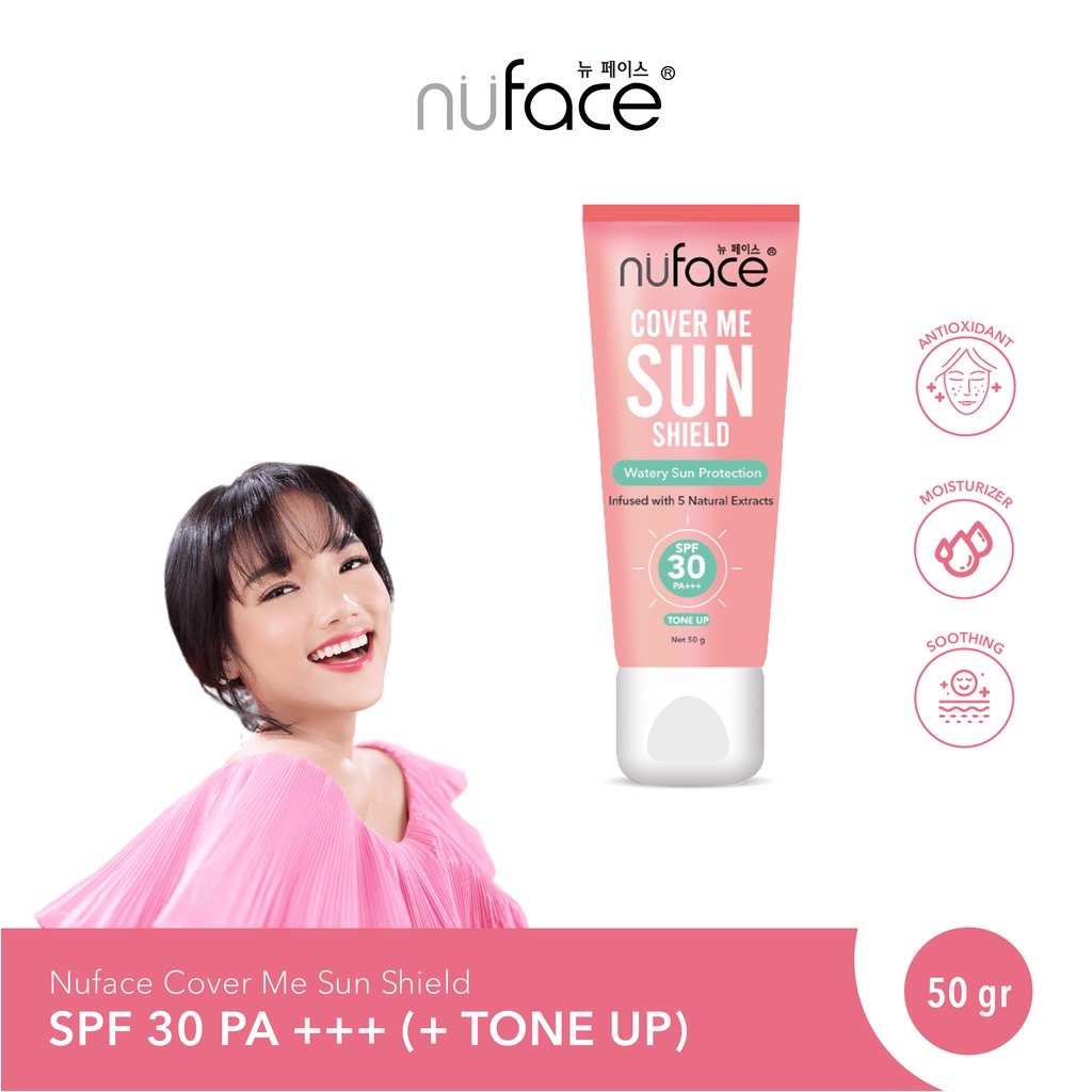 Nuface Cover Me Sun Shield Sunscreen SPF 30 PA+++ Tone Up SPF 30 PA +++ SPF 50 PA +++ Pelindung Sinar Matahari