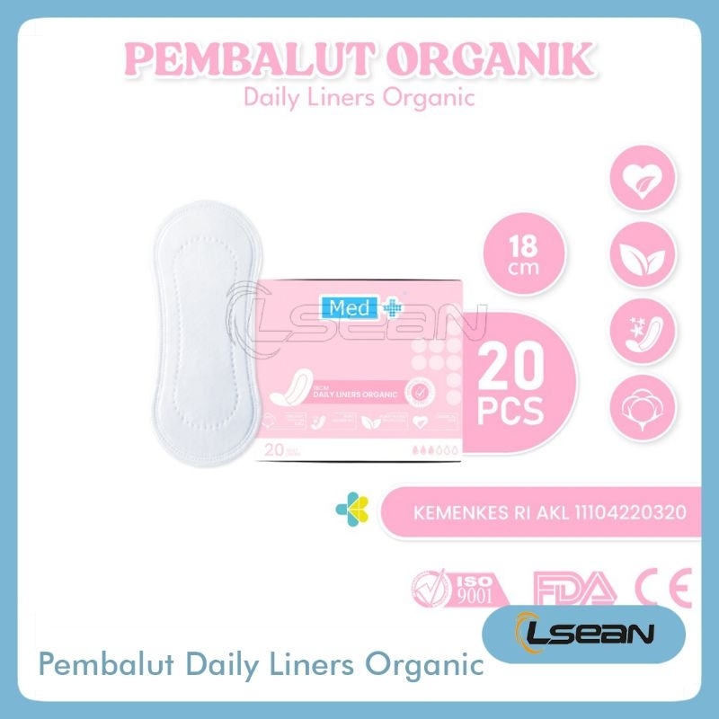 Pembalut Organik Daily Liners MED+ 18cm Isi 20