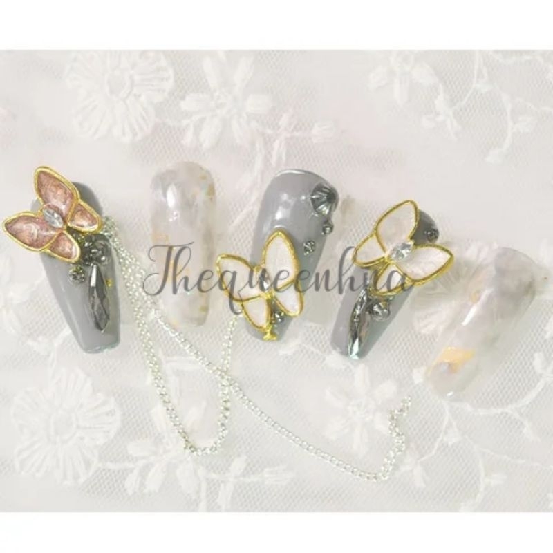 Kupu-Kupu Ornamen Dekorasi Nail Art 3D Bahan Alloy Resin Nail Art Butterfly Decoratiom