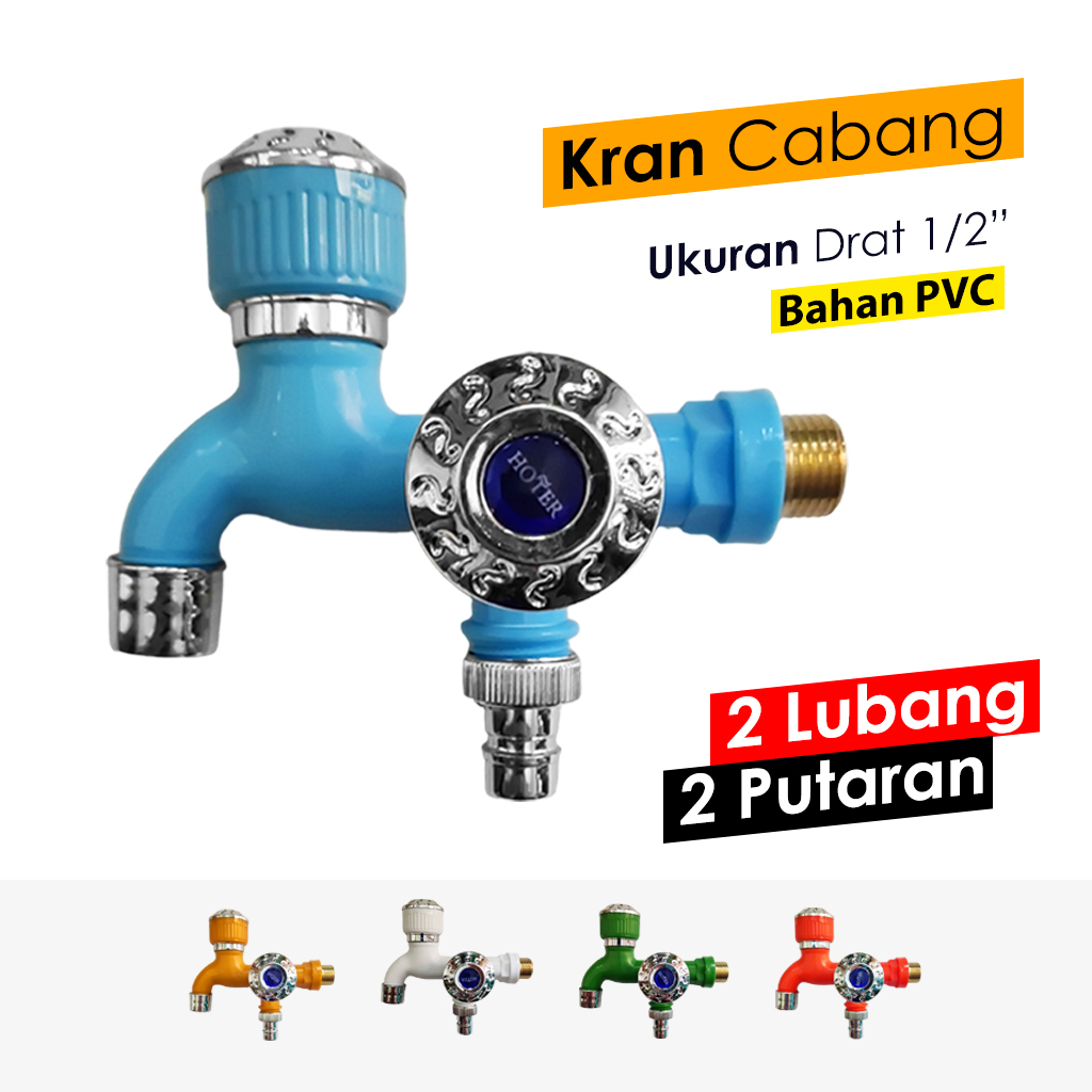 Keran Kran Air Double Cabang Wall Tembok Shower Mandi - Keran Cabang Shower ABS Kamar Mandi - Kran Air Kuningan Double Plastik Toilet WC