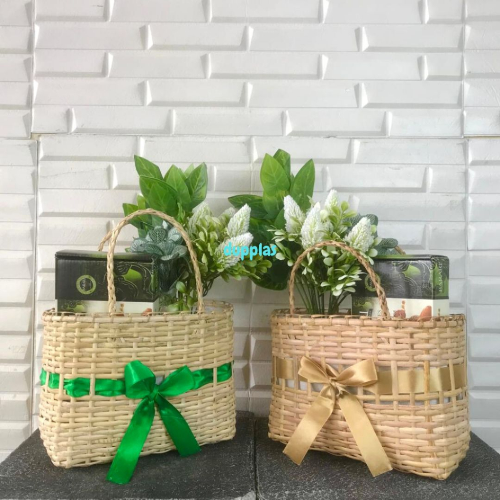 Hampers Lebaran Kurma Tanaman Artificial Tas Anyaman Rotan Pajangan Hiasan Dekorasi Aesthetic
