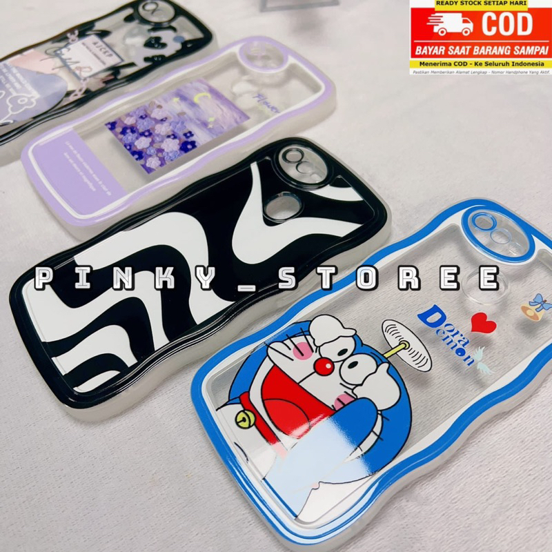 SOFTCASE WAVE OPPO A17K/ A17/ A77S/ A57 2022/ A96/ A76/ A95/ A74/ A16E/ A16K/ A16/ A54/ A33 2020/ A53/ A52/ A92/ SOFT CASE WAVY/ CASING GELOMBANG + PROTECTOR CAMERA MOTIF DORAEMON/ FLOWER/ ZEBRA/ LOVEBLACK