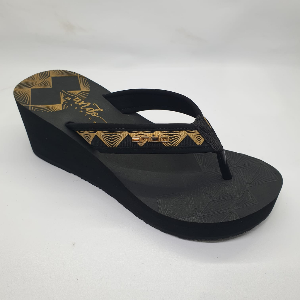 Ando Yurita Terbaru Sandal Wedges Wanita Sendal Jepit Wedges Cewek Perempuan