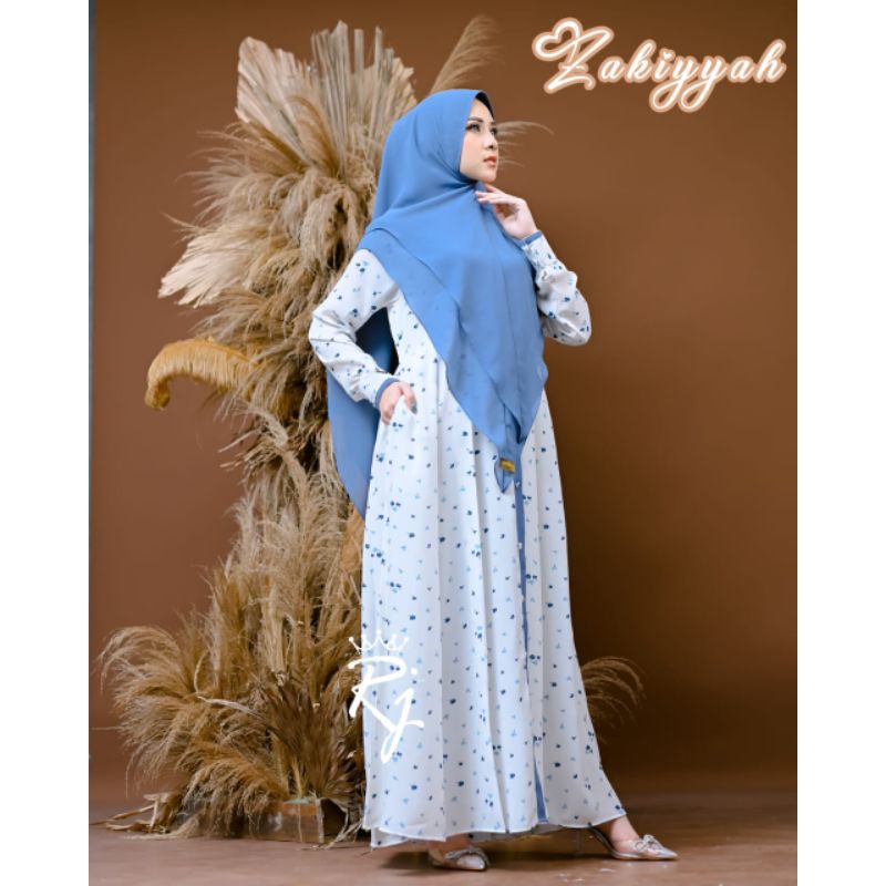 Gamis Set Syari RJ Syafarah Rhanya Zakiyyah berlabel Rj kerudung ceruty