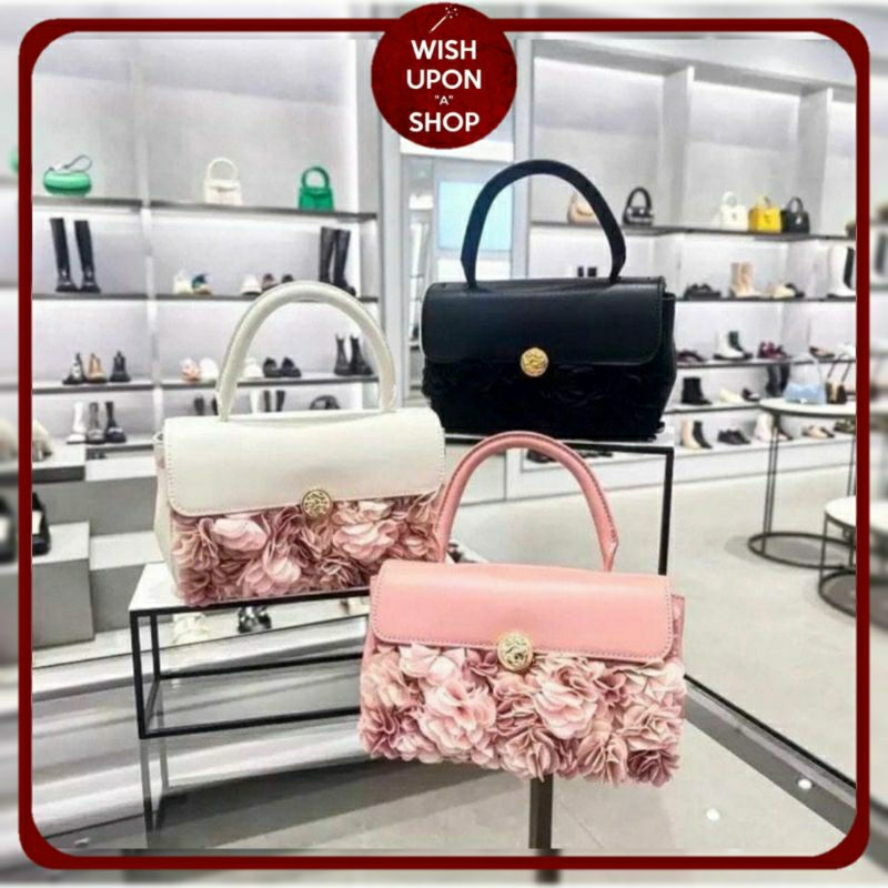 CK Floral Mesh Top Handle Bag