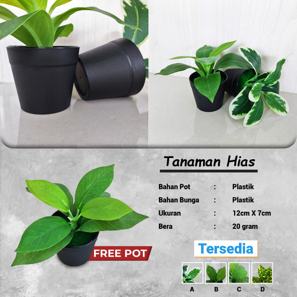 Satu7an PBP56 Tanaman Hias Plastik Mini Ornamen Daun Plastik Hias Bonsai Pot Bunga Pajangan Dekorasi Rumah Artificial Leaf Import