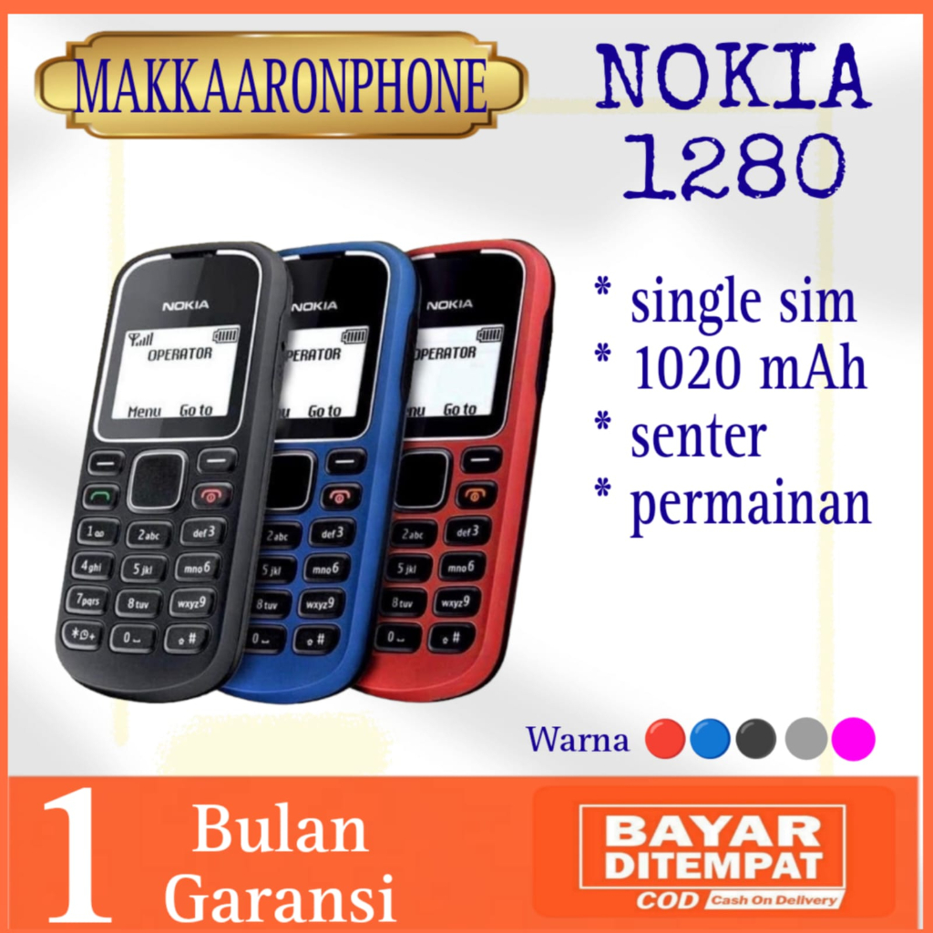 HANDPHONE NOKIA 1280 VARIASI WARNA MERAH