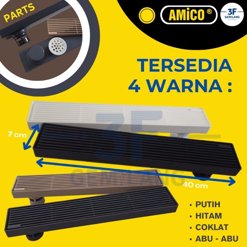 AMICO - Floor Drain Strainer - Saringan Got Afur Avur Minimalis Panjang 40cm - Sargot -  ABS High Quality Materials