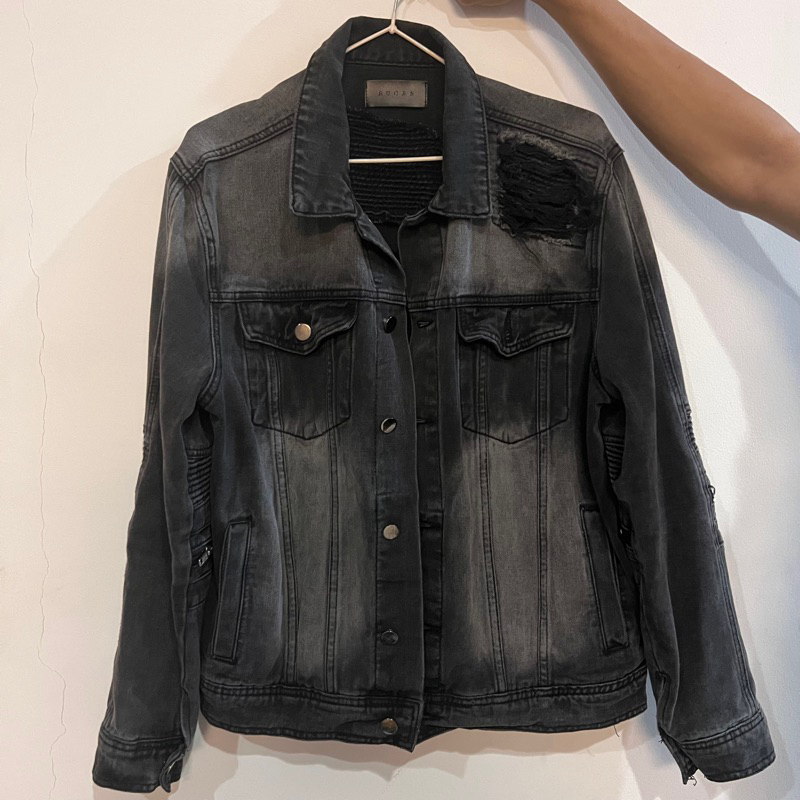 Rucas Jade Black Biker Denim Jacket