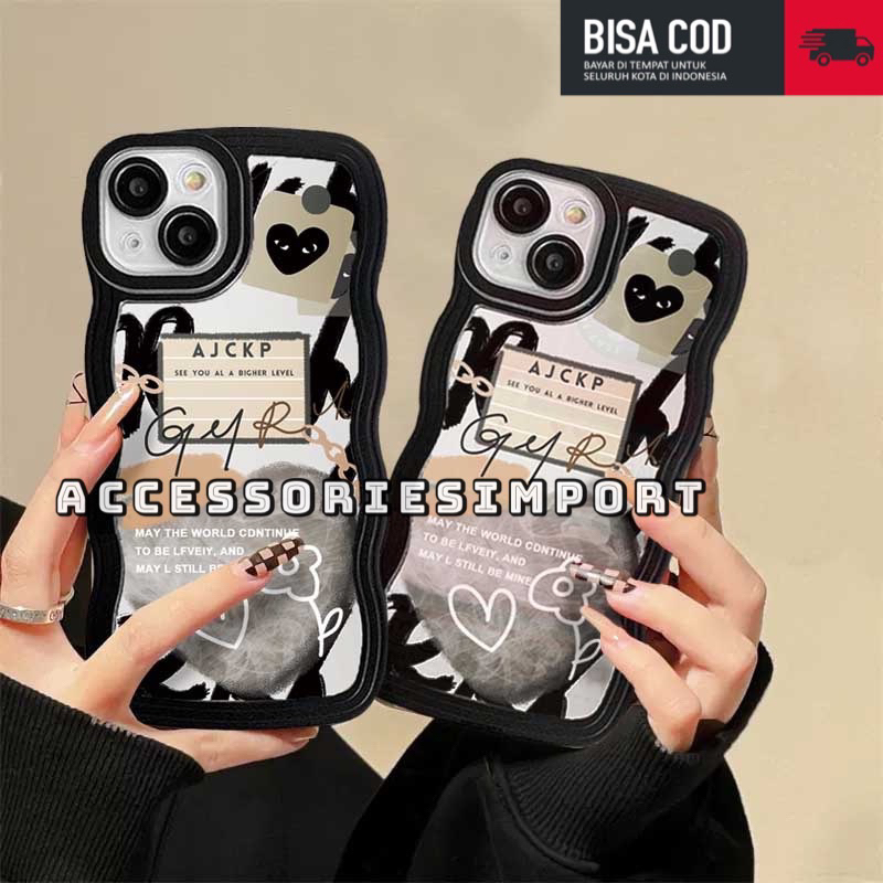 CASING WAVE XIAOMI/ REDMI NOTE 11/ NOTE 11PRO/ NOTE 10S/ NOTE 10 4G 5G/ NOTE 10PRO/ NOTE 9/ NOTE 8/ NOTE 7/ POCO M4PRO/ M5/ M5S/ C40/ SOFT CASE GELOMBANG/ WAVY + PROTECTOR CAMERA MOTIF ZEBRA/ DORAEMON / FLOWER/ LOVE BLACK