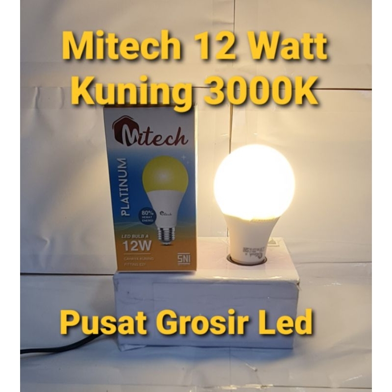 Paket Hemat 10 Pcs Lampu Led Mitech 12W 12 Watt SNI Bergaransi 1 Tahun Cahaya Putih Dan Kuning