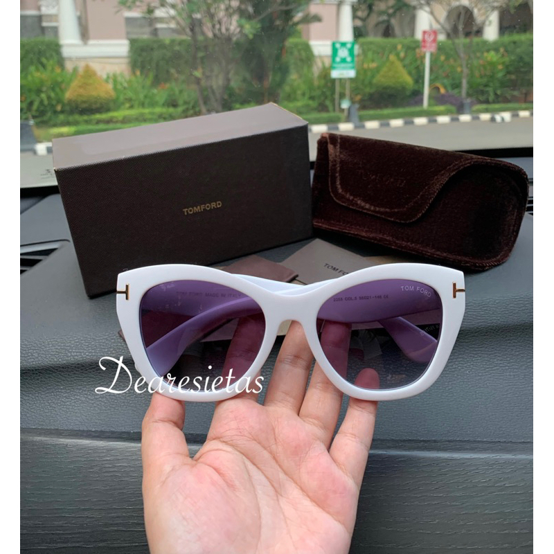 Tf Sunglass Kacamata Wanita Fullset Box Frame Putih Import Branded