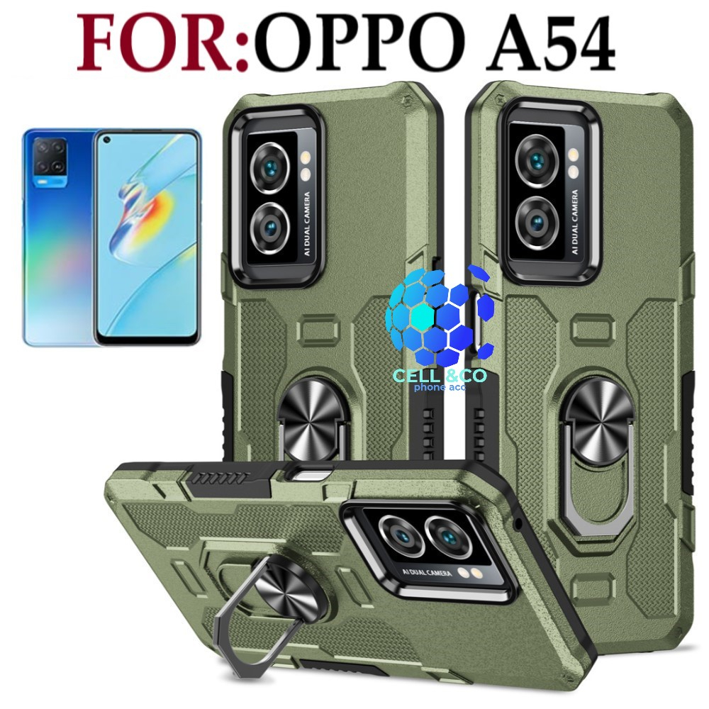 Case Armor OPPO A54 Iring Cincin Magnetic Kesing Hp Protect kamera Premium Hard Case Standing Robot Pelindung Kamera