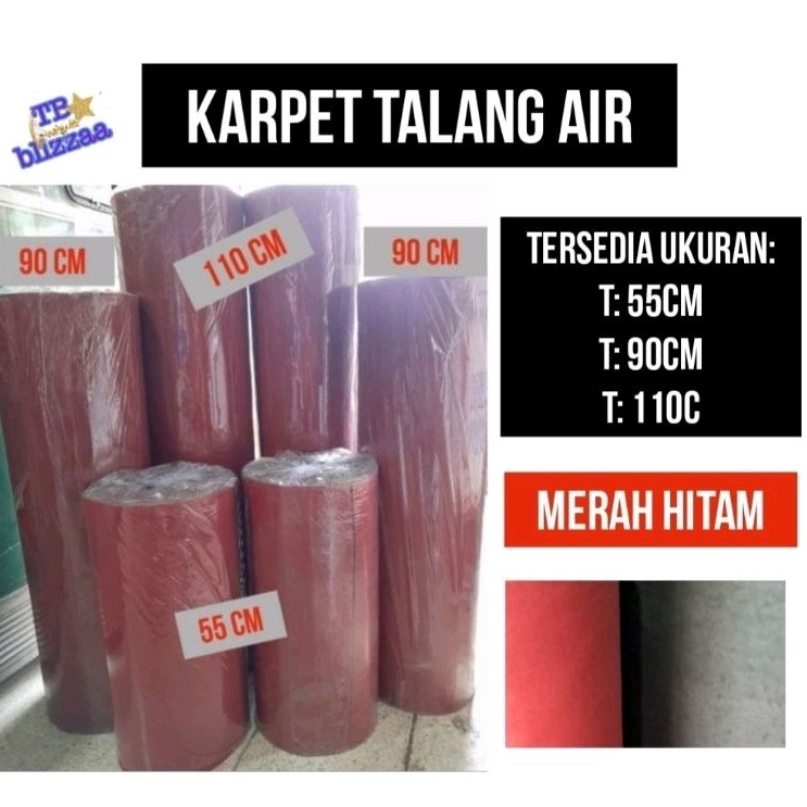 Karpet Talang 55cm Karpet Talang 90cm Karpet Talang 110cm Merah Hitam Karpet Talang Air  Per 1 MTR