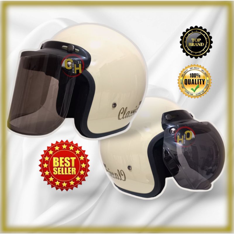 Helm Bogo SNI CREAM GLOSSY  DEWASA