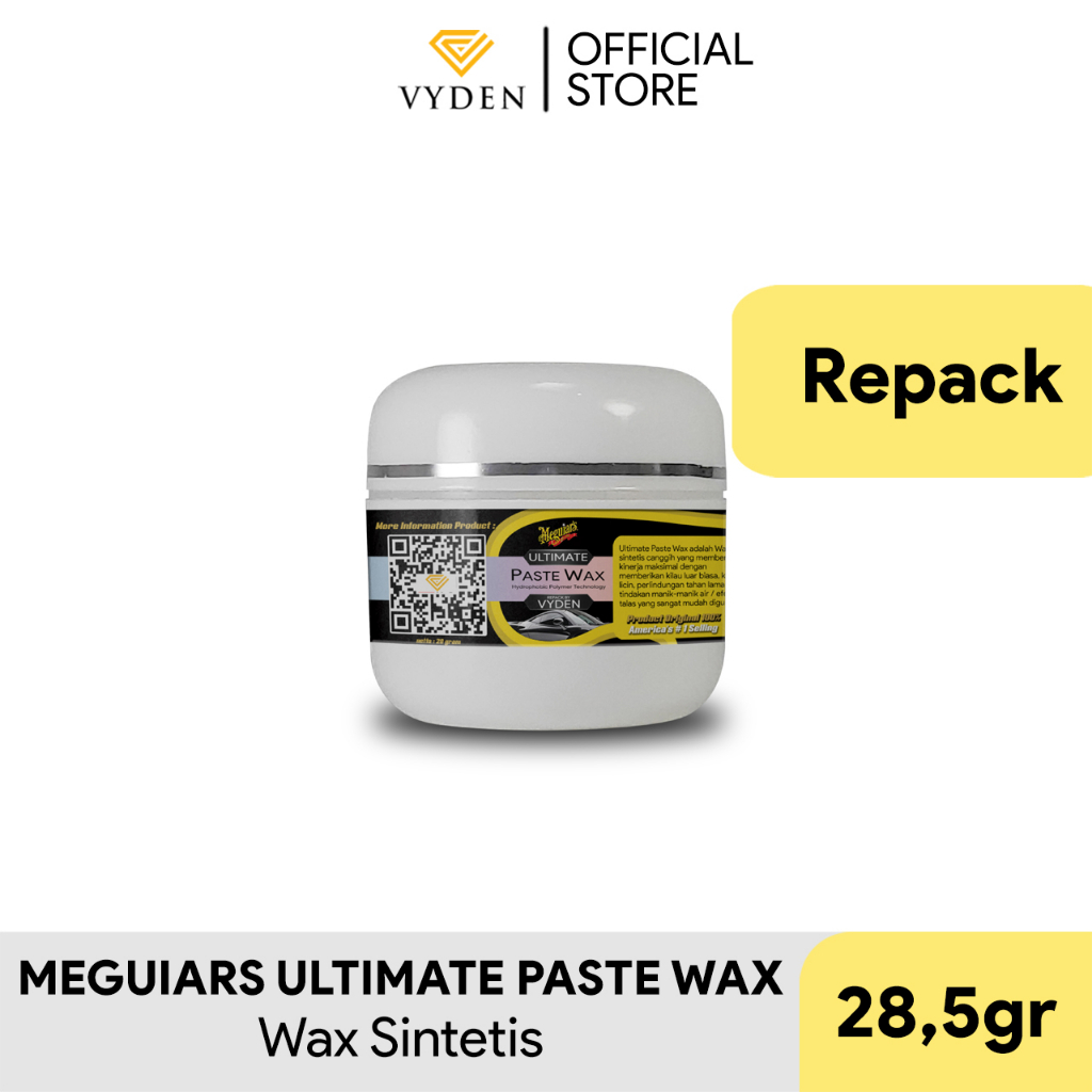 MEGUIARS Ultimate Paste Wax New Improved Formula 28,5gr Ecer Paste Pot Pengkilap Mobil Kemasan Kecil Wax terbaiknya Meguiars USA Semi Coating Efek Daun Talas Hydrophobic Tahan Lama