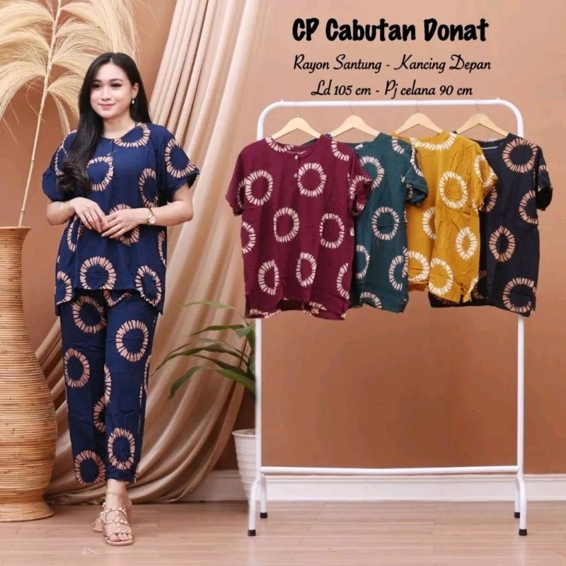 Setelan Rayon / Cp Rayon / Setelan Cp Rayon / Setelan Piyama Cp motif donat