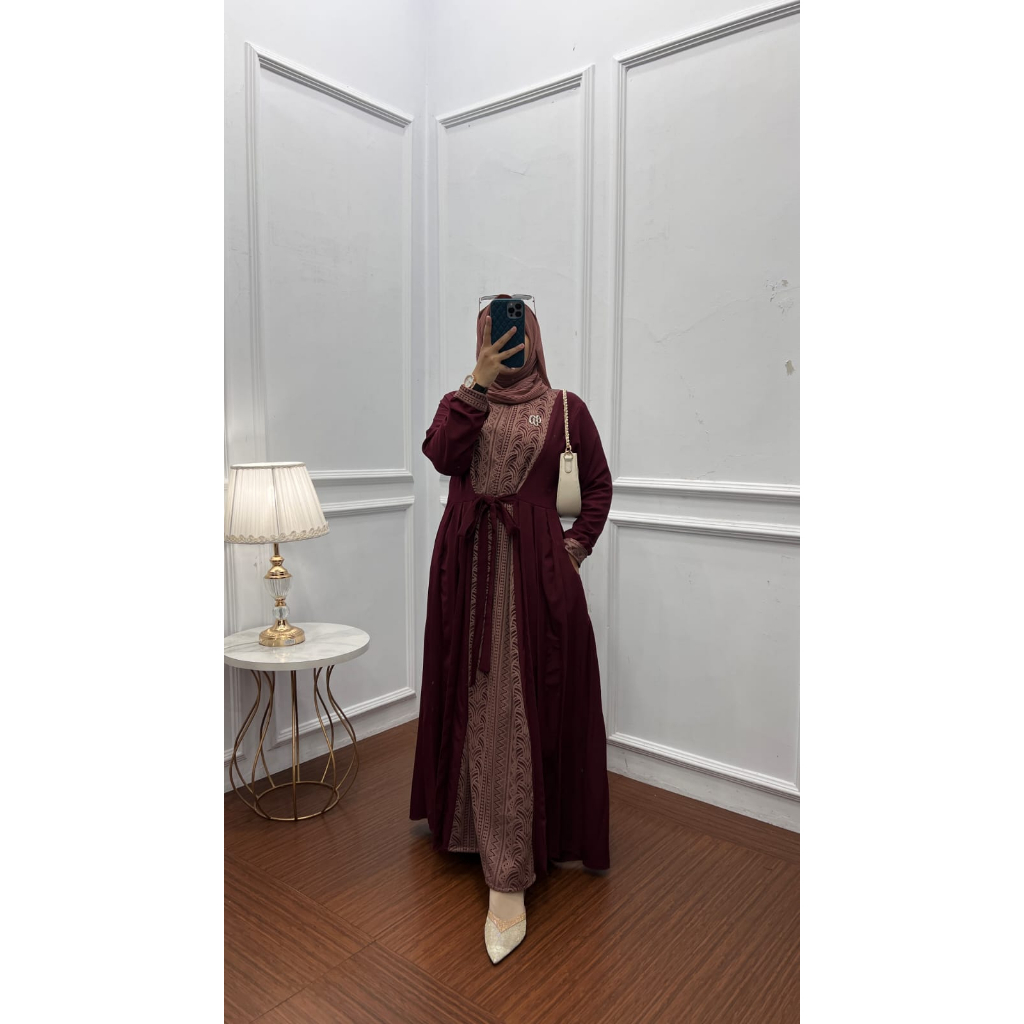 IXORA DRESS BRUKAT  BROKAT CIARAmix itycrepe premium wear hits new model GAMIS LEBARAN TEBARU KEKINIAN JUMBO