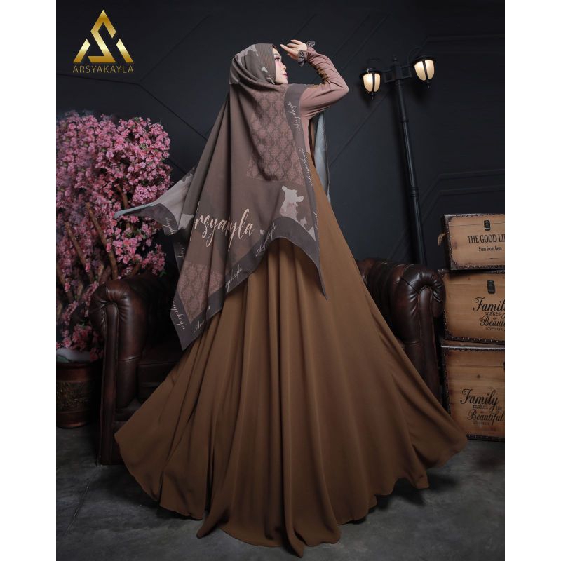 TERBARUARISHA SYAR'i~BY ARSYA KAYLA~GAMIS SYARI CERUTY PRINT MIXS JERSEY~GAMIS SYARI PREMIUM