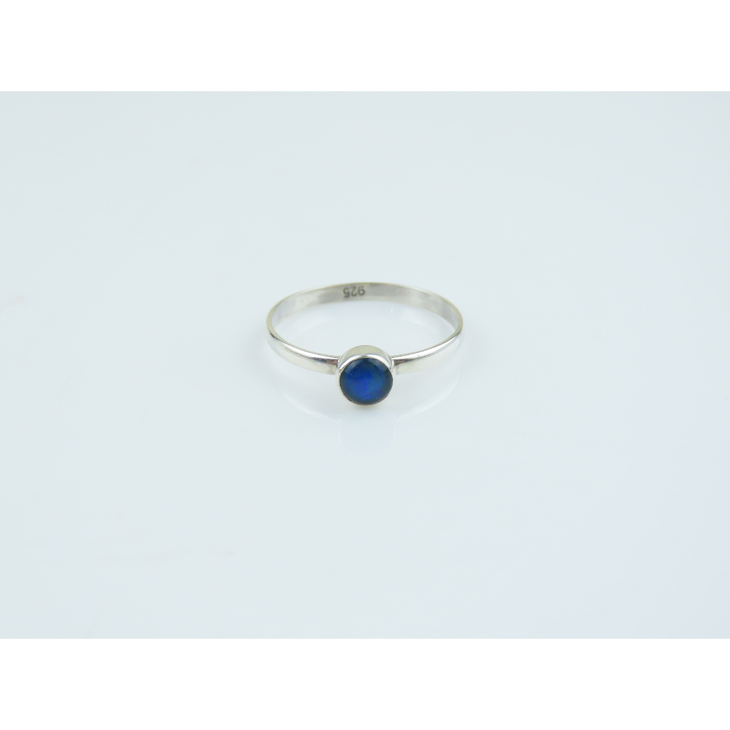 Cincin Perak Polos Permata Opal Doublet