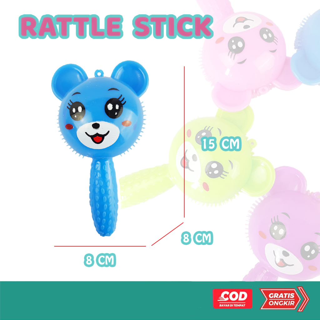 Mainan Bayi Rattle Stick Karet Silikon Lampu/ Stick Lampu Karet/ Mainan Bayi Genggam Stick Karet Lampu