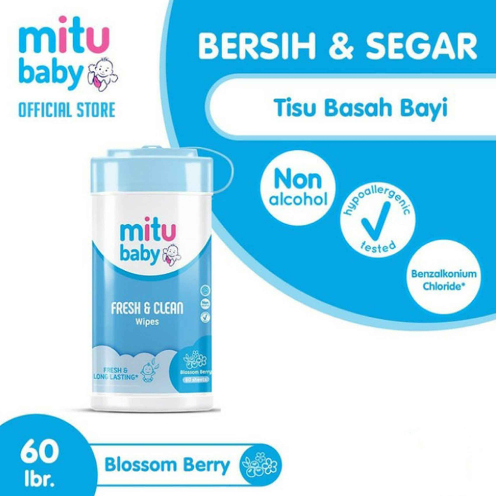 Mitu Baby/ Fresh &amp; Clean Wipes/ Tissu Basah/ Tissu Bayi/ 60 Sheet