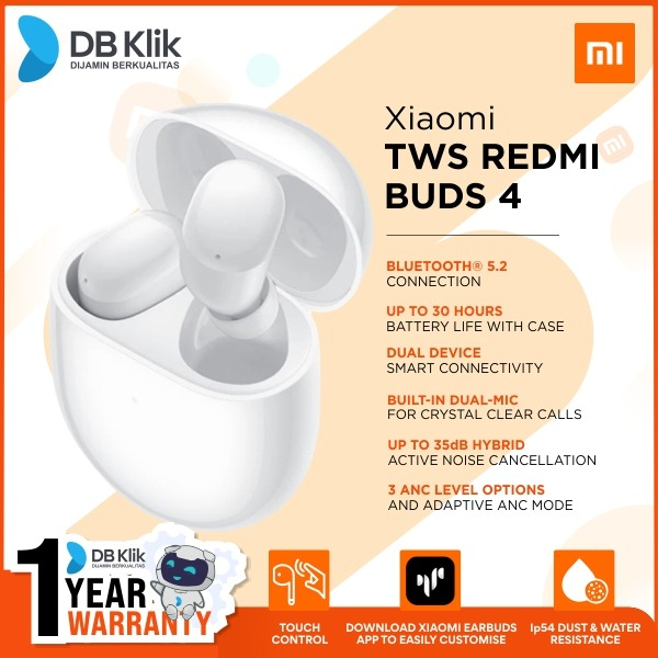 Tws Xiaomi Redmi Buds 4 Anc 35dB Driver 10mm IP54 - Tws Redmi Buds 4