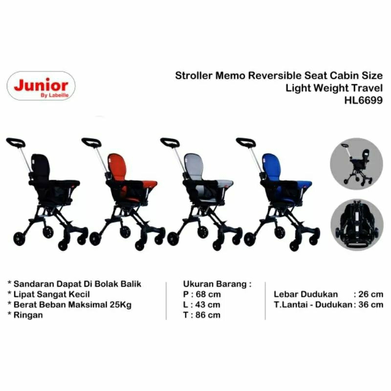 Junior by Labeiile Stroller Memo Reversible Cabin Size HL669