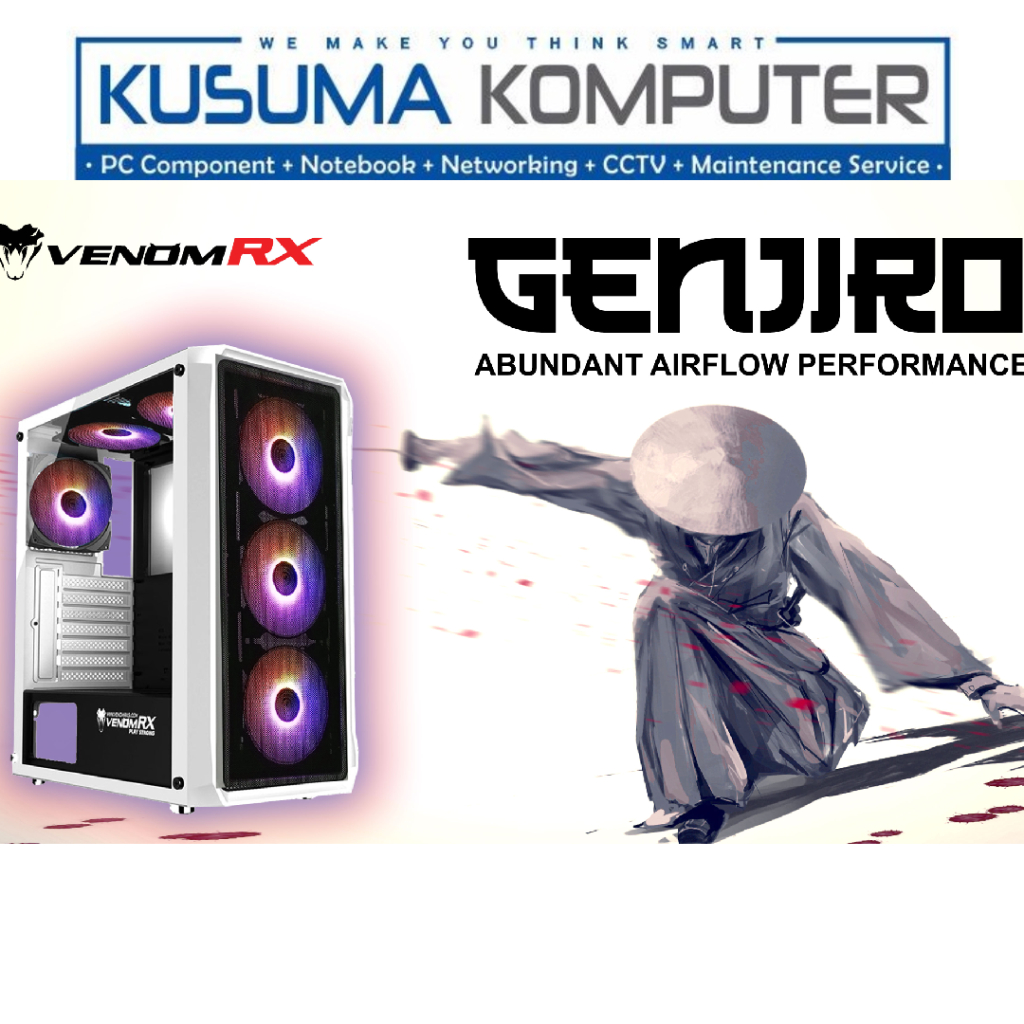 Venomrx Genjiro + 3 Fan ARGB Casing PC Gaming