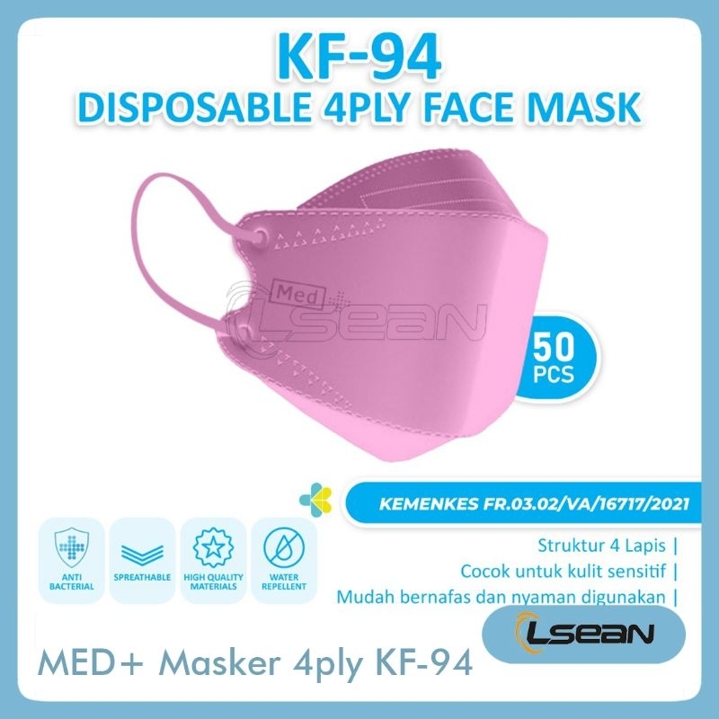 MED+ Masker Medis Dewasa Disposable Face Mask KF-94 4 Ply Isi 50 Pcs