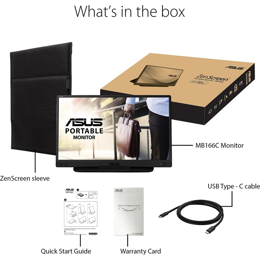 ASUS ZenScreen MB166C 16&quot; Full HD IPS USB Type-C Portable USB Monitor