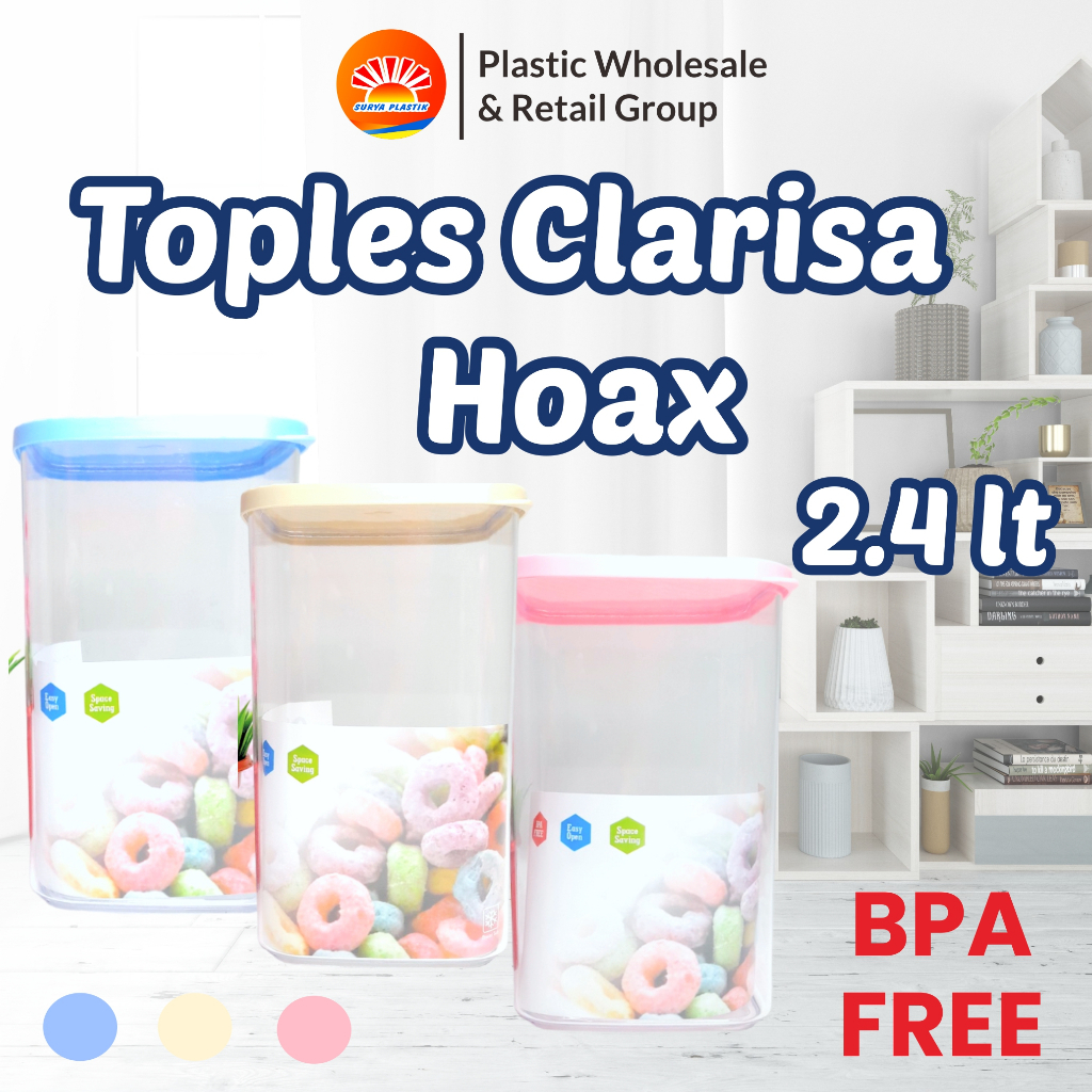 Toples Kue  Kerupuk Lebaran Plastik /Toples Serbaguna/Toples Clarissa / Frenjoy 2,4 Liter