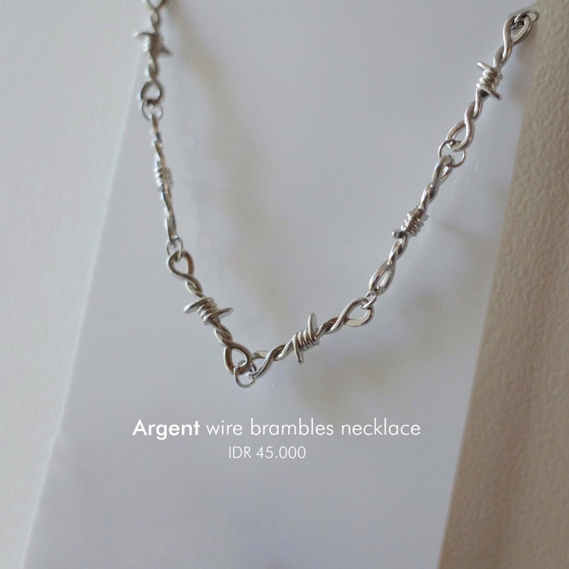 Ark.co - Argent Wire Brambles ; Brittle Unisex Necklace kalung silver cube rantai minimalis