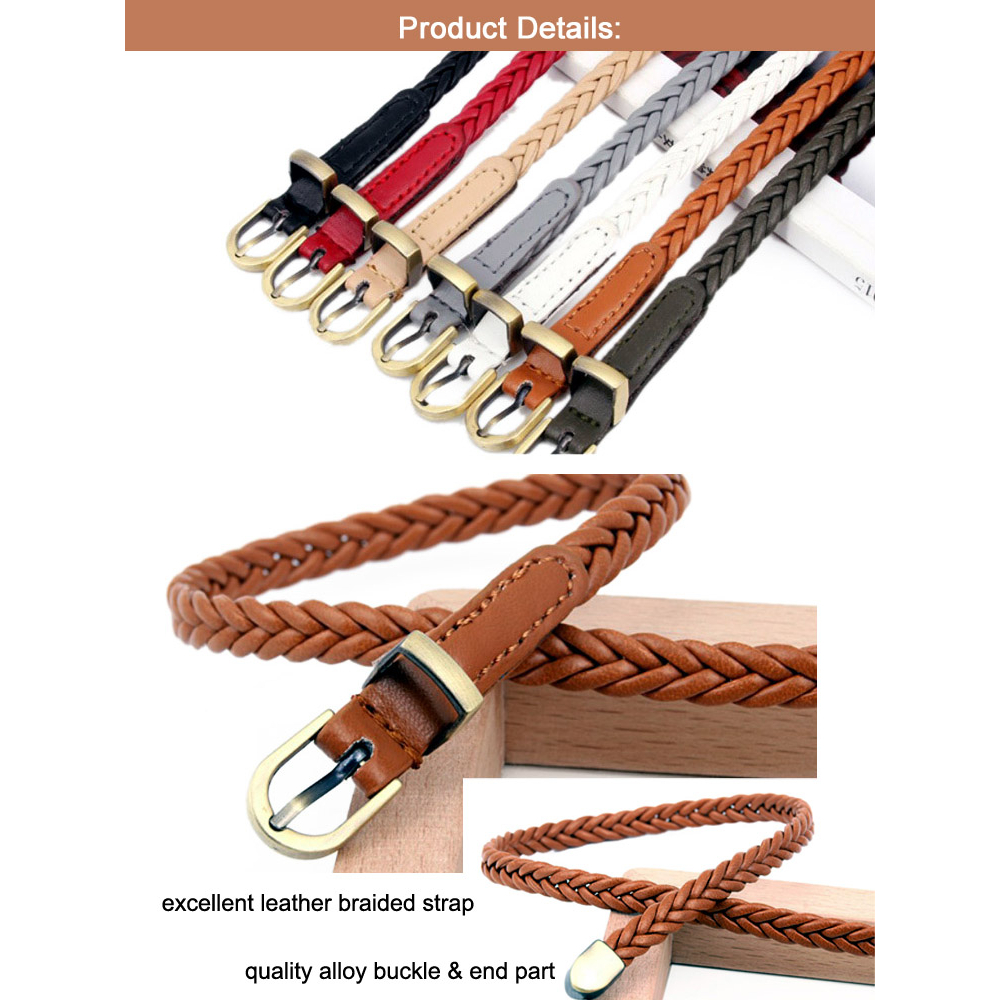 Ikat Pinggang Tipis Model Kepang Bahan Kulit PU