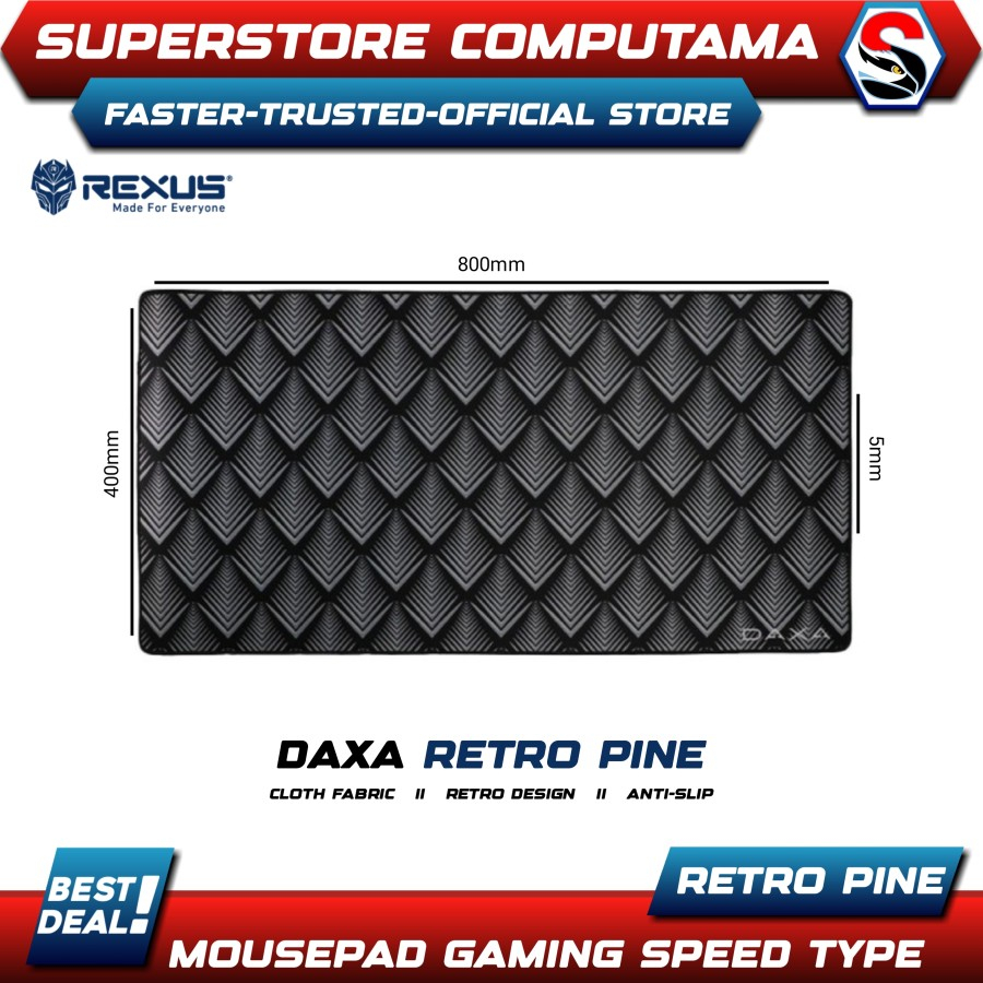 Rexus Mousepad Gaming Daxa Retro Pine Silver Mousemat Cloth XL