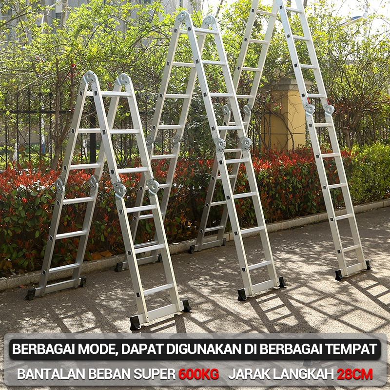 Tangga Lipat 5.8 Meter Paduan Aluminium Teleskopik Tangga Teleskopik Multifungsi