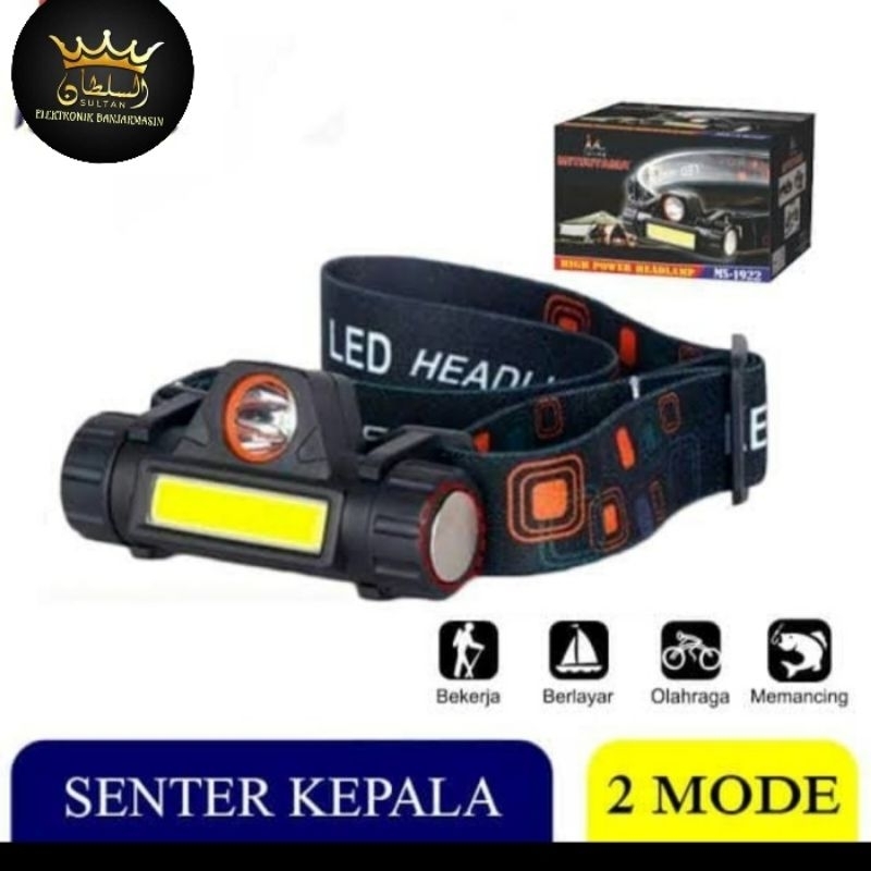 HEADLAMP COB RECHARGER SENTER KEPALA led 2in1 2 MODE