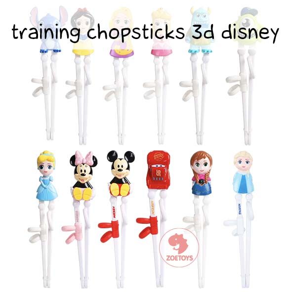 Zoetoys Training Chopsticks 3D Disney Frozen Elsa | Alat Makan Belajar Latihan Anak Disney Cars Princess Mickey Cinderella balita