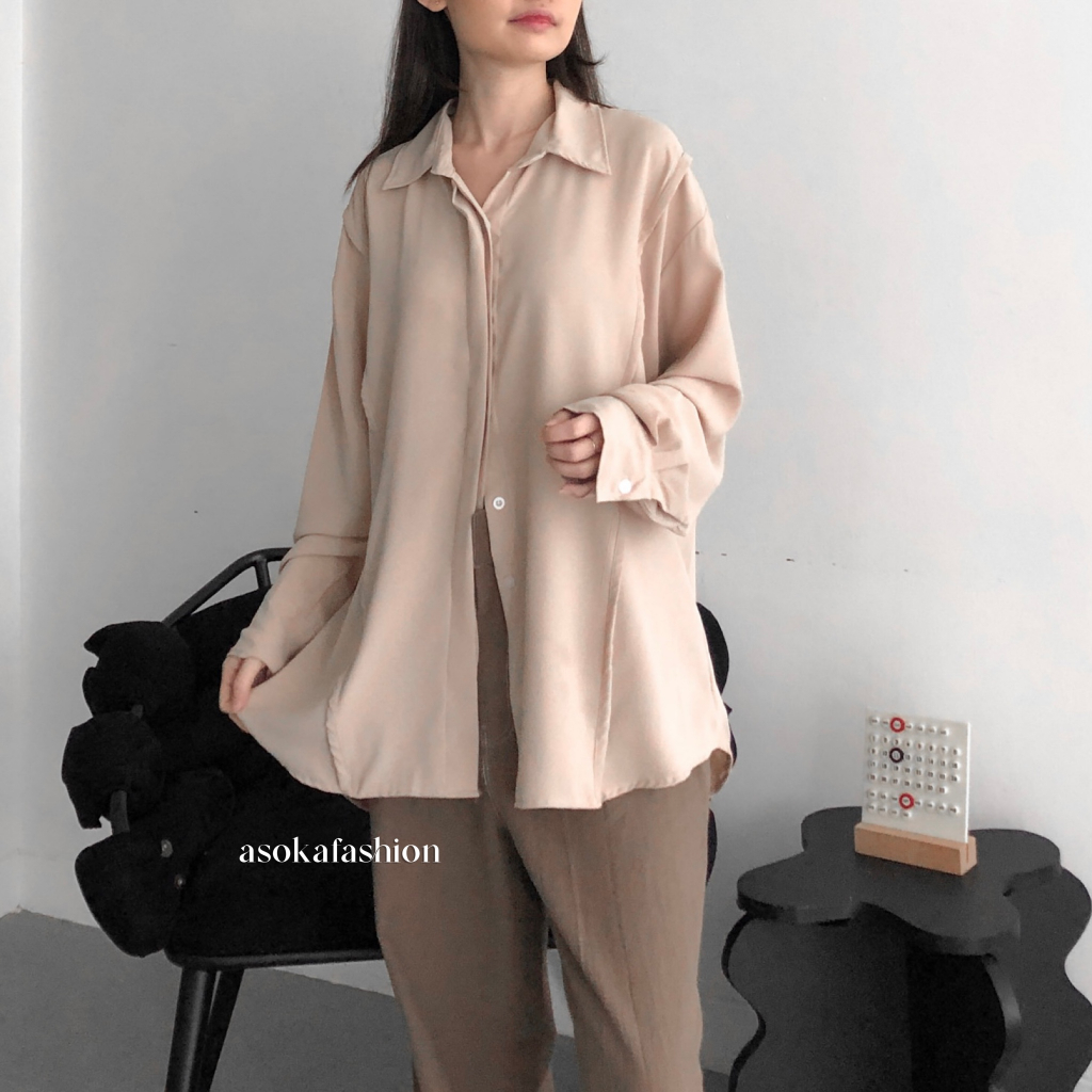 ASOKA Kenna Shirt 2182 - Loose Women Shirt - Kemeja Polos Anti Kusut Oversize Silky