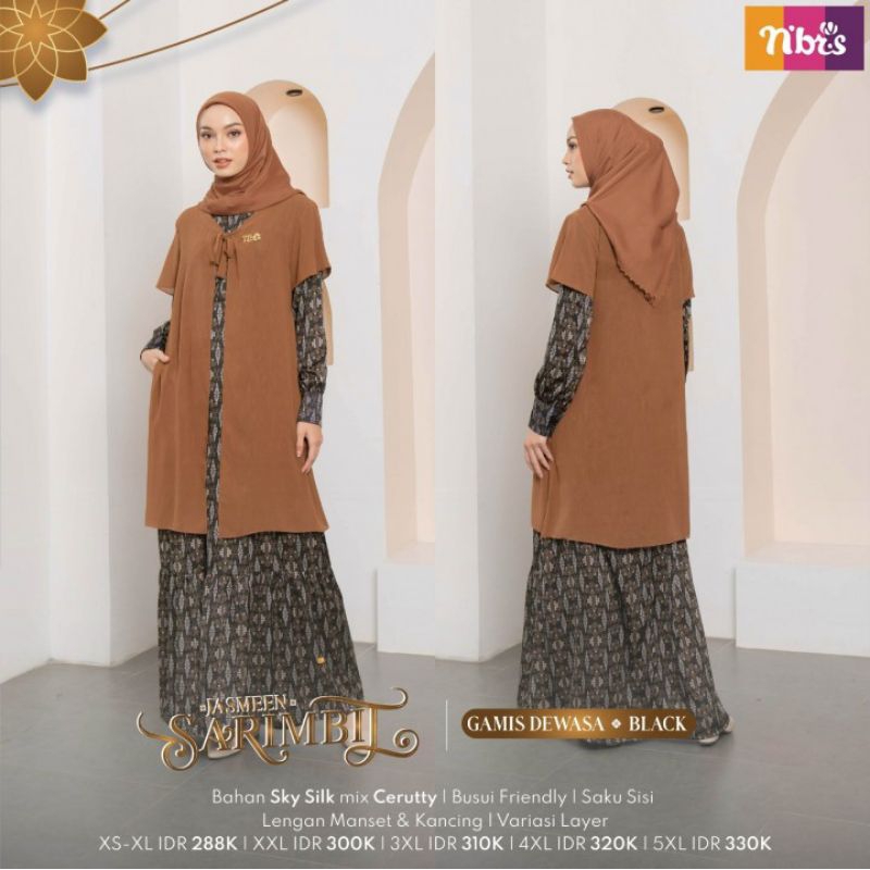 GAMIS DEWASA NIBRAS JASMEEN SARIMBIT NIBRAS JASMEEN BLACK GREEN TINT