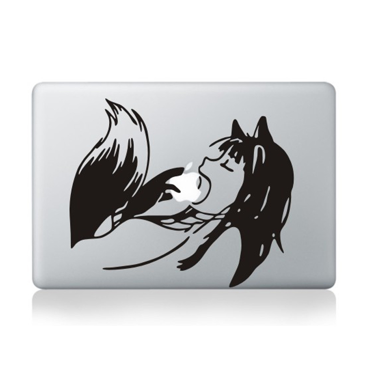 Stiker Ookami to Koushinryou - Spice and Wolf - Holo Eating Apple - Laptop Decal Macbook Sticker