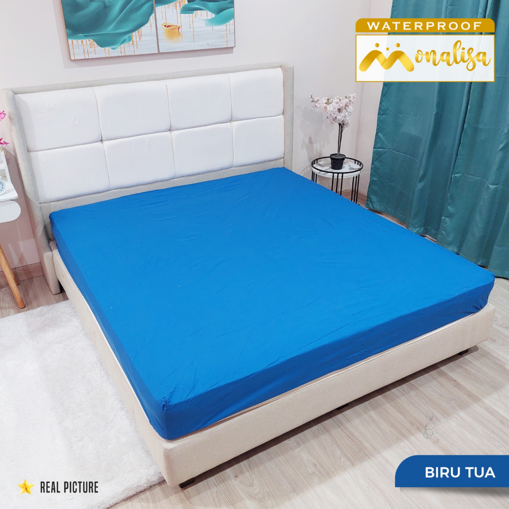 Monalisa Waterproof Sprei Uk 160/180 - Biru Tua