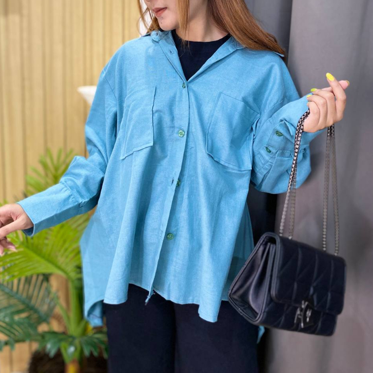 ZOWI Kemeja Wanita Oversize Linen Polos Jumbo Premium