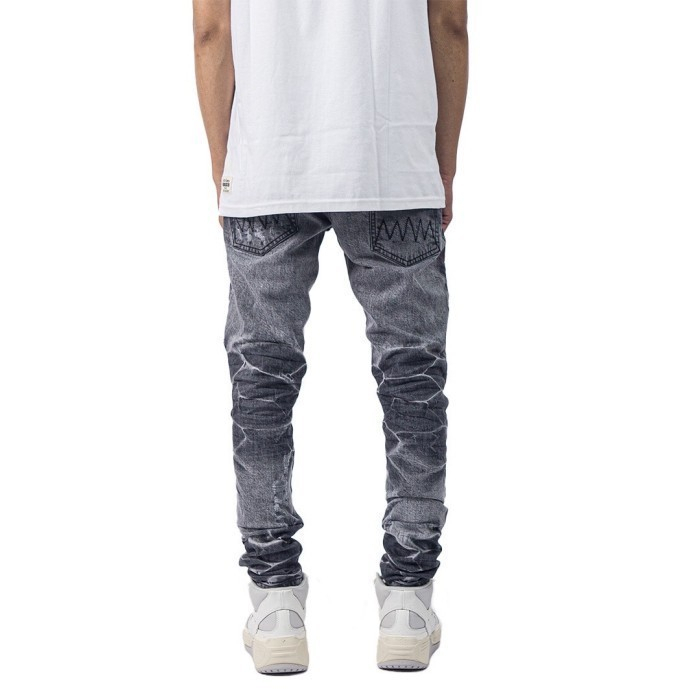 Denimitup H1 Biker Patch Jeans Acid Grey